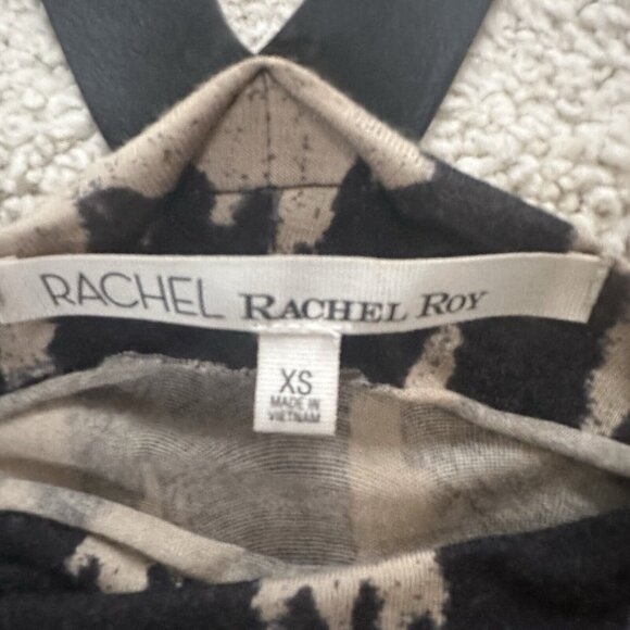 RACHEL Rachel Roy Maxi Dress Women’s XS Cream & Black Print Leather Straps - Picture 12 of 16
